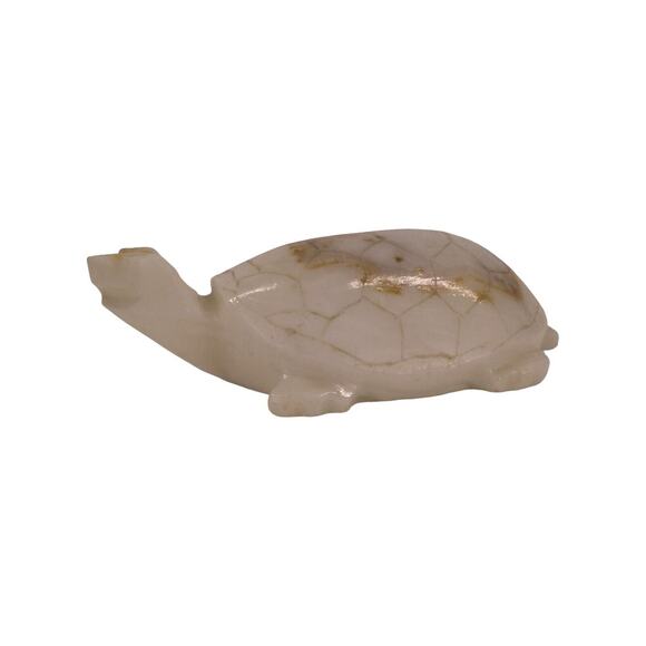 Hand Carved Natural Alabaster Marble Turtle Tortoise Figurine 4.25" Long - Picture 2 of 6
